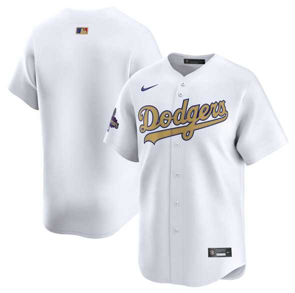 Men%27s Los Angeles Dodgers Blank White 2025 Gold Collection Limited Stitched Jersey Dzhi->los angeles dodgers->MLB Jersey